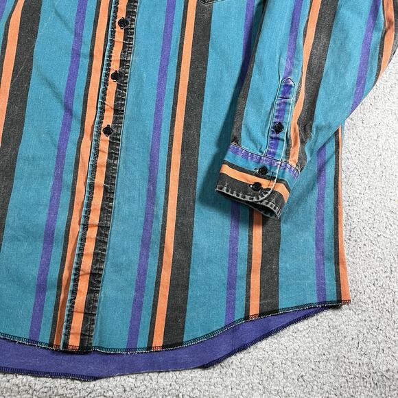 Wrangler Brushpopper Shirt Mens 18.5 Stripe Colorful Western Rodeo Cowboy VTG - Picture 5 of 12